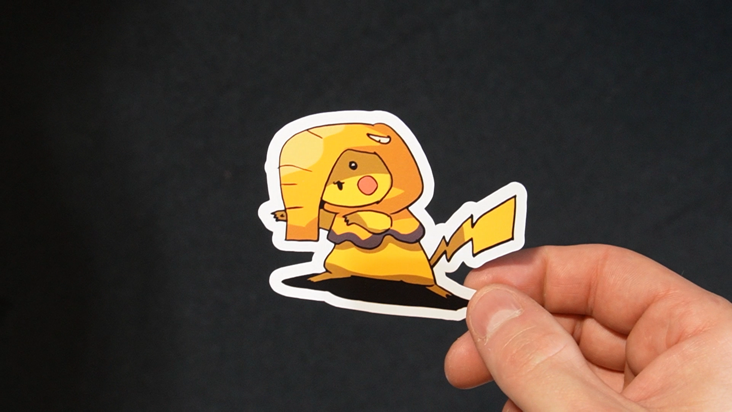 Pikachu In A Drowzee Costume Sticker for Laptops, Cell Phones and Water Bottles