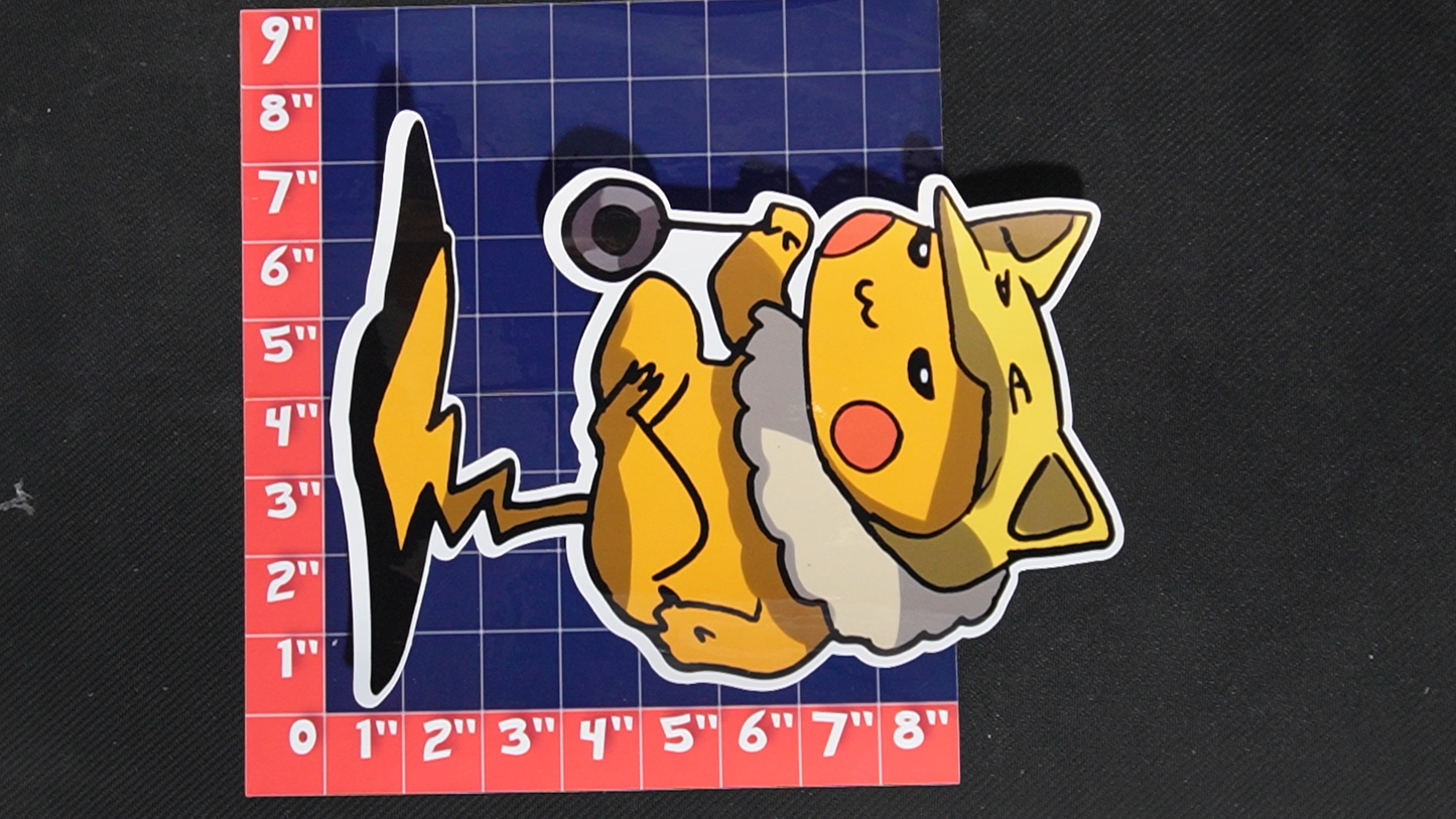 Jumbo Size Pikachu In Hypno Costume Vinyl Pokemon Sticker for Laptops - Hypno Bumper Sticker