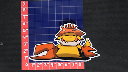 Jumbo Size Pikachu In Kingler Costume Vinyl Pokemon Sticker for Laptops - Kingler Bumper Sticker