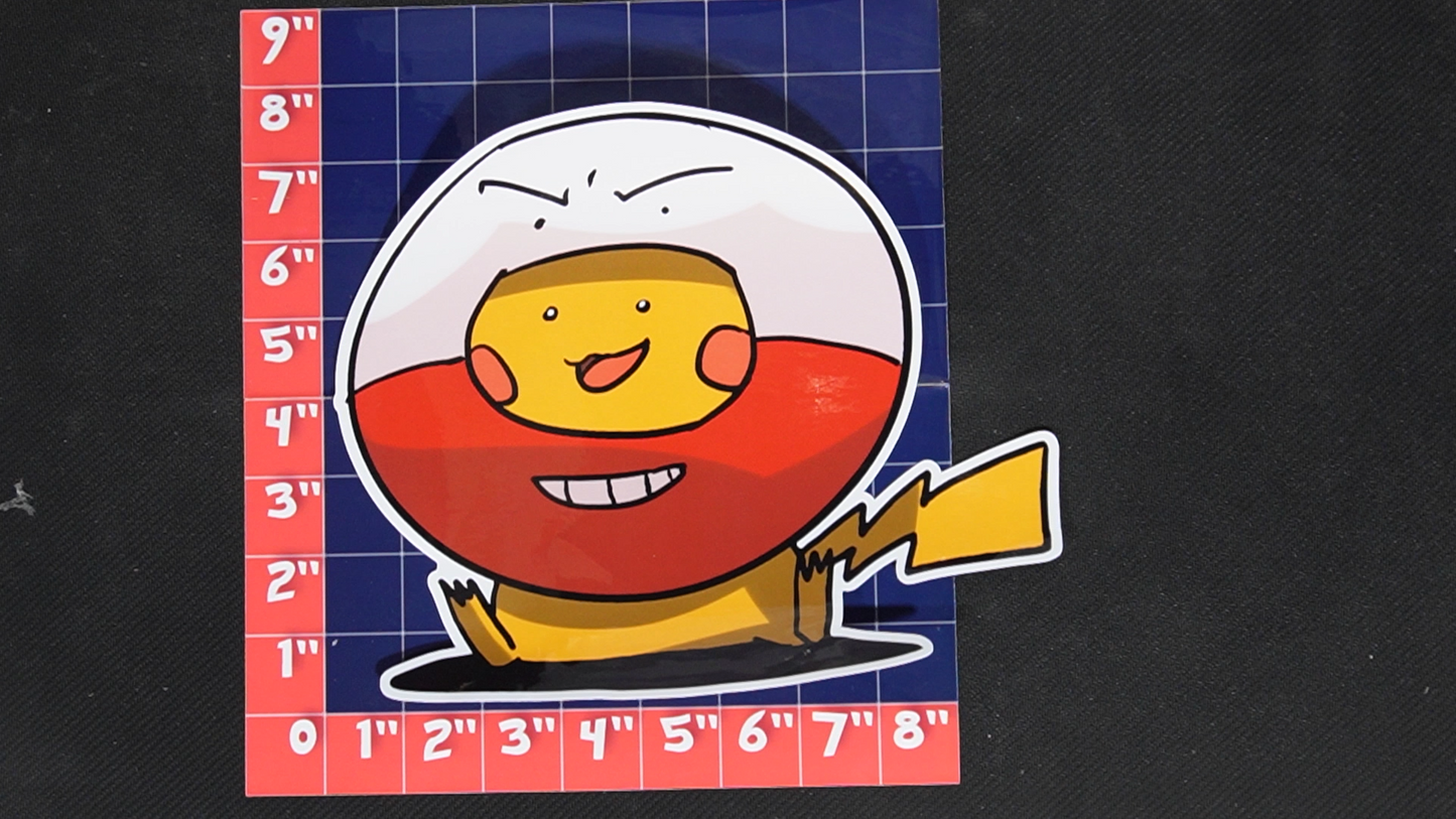 Jumbo Size Pikachu In Electrode Costume Vinyl Pokemon Sticker for Laptops - Electrode Bumper Sticker