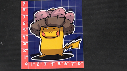 Jumbo Size Pikachu In Exeggcute Costume Vinyl Pokemon Sticker for Laptops - Exeggcute Bumper Sticker