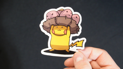 Pikachu In A Exeggcute Costume Sticker for Laptops, Cell Phones and Water Bottles