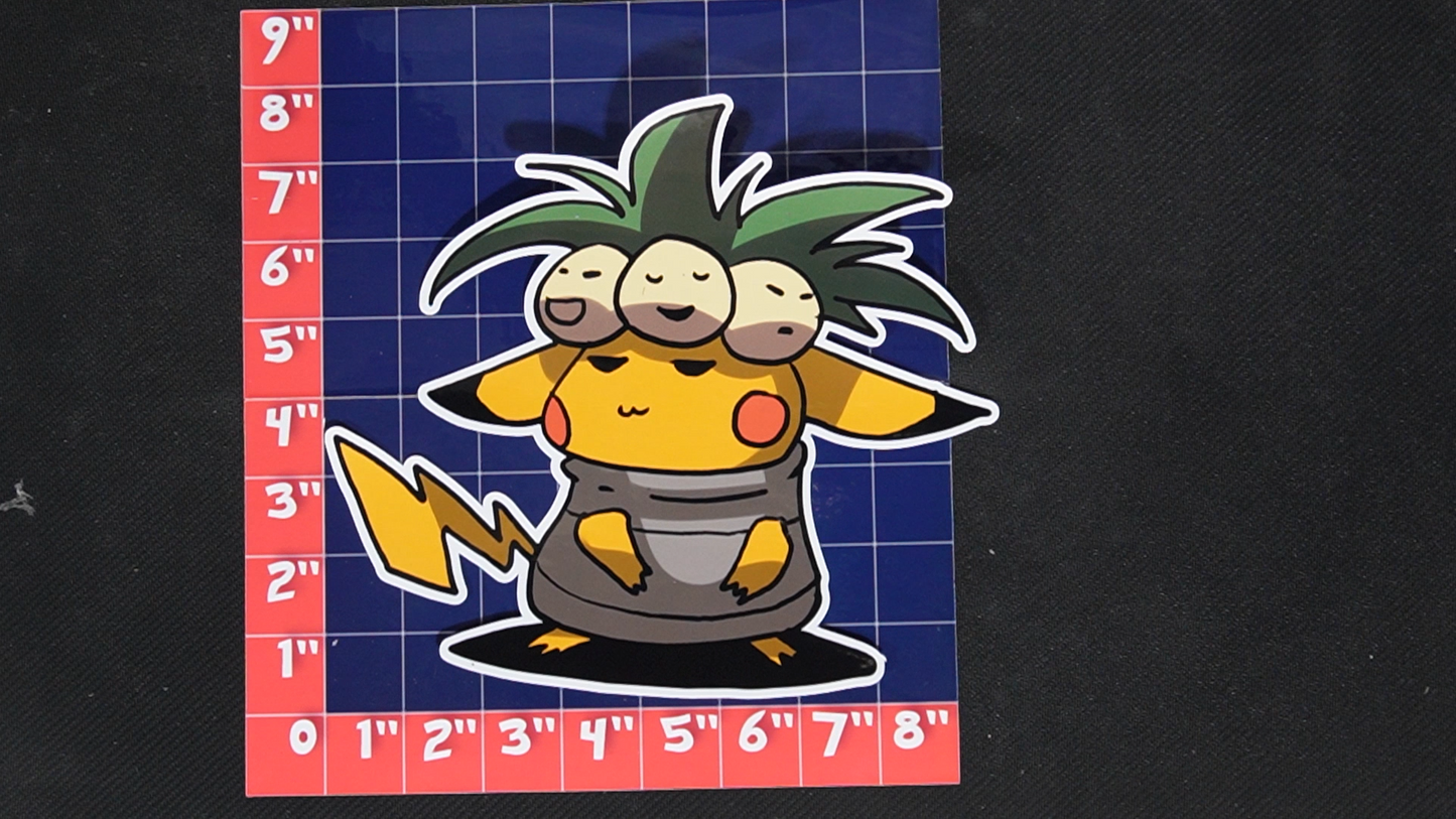 Jumbo Size Pikachu In Exeggutor Costume Vinyl Pokemon Sticker for Laptops - Exeggutor Bumper Sticker