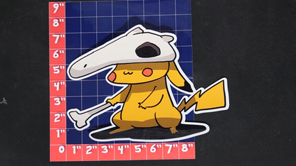 Jumbo Size Pikachu In Cubone Costume Vinyl Pokemon Sticker for Laptops - Cubone Bumper Sticker