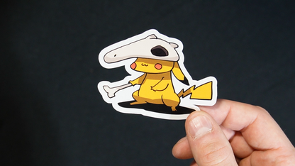 Pikachu In A Cubone Costume Sticker for Laptops, Cell Phones and Water Bottles