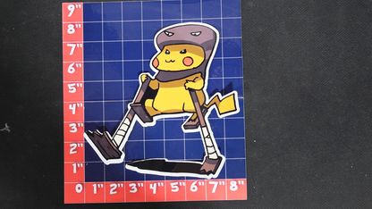 Jumbo Size Pikachu In Hitmonlee Costume Vinyl Pokemon Sticker for Laptops - Hitmonlee Bumper Sticker