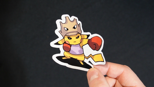 Pikachu In A Hitmonchan Costume Sticker for Laptops, Cell Phones and Water Bottles