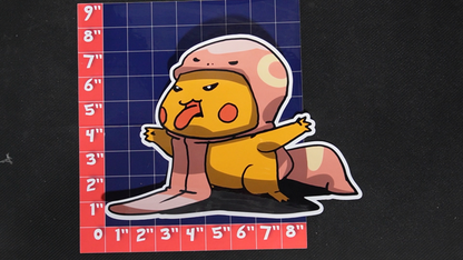 Jumbo Size Pikachu In Lickitung Costume Vinyl Pokemon Sticker for Laptops - Lickitung Bumper Sticker