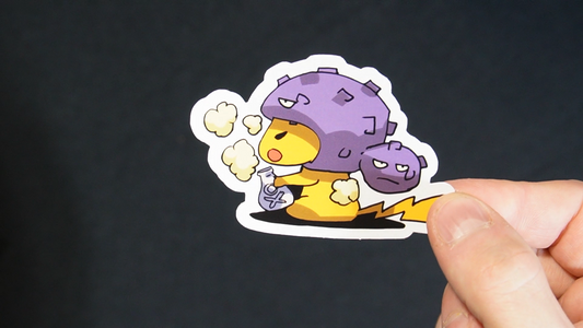 Pikachu In A Weezing Costume Sticker for Laptops, Cell Phones and Water Bottles