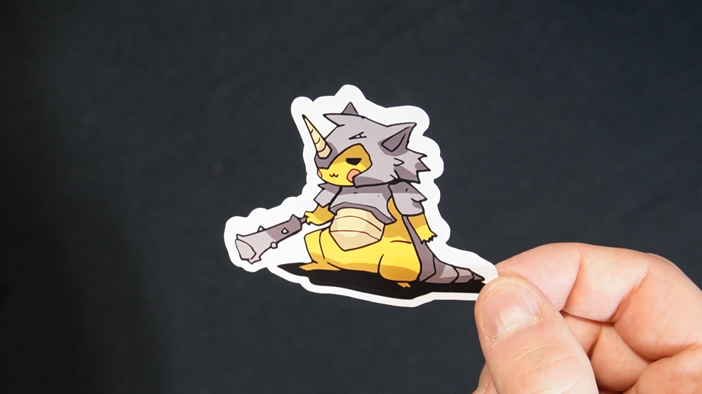 Pikachu In A Rhydon Costume Sticker for Laptops, Cell Phones and Water Bottles