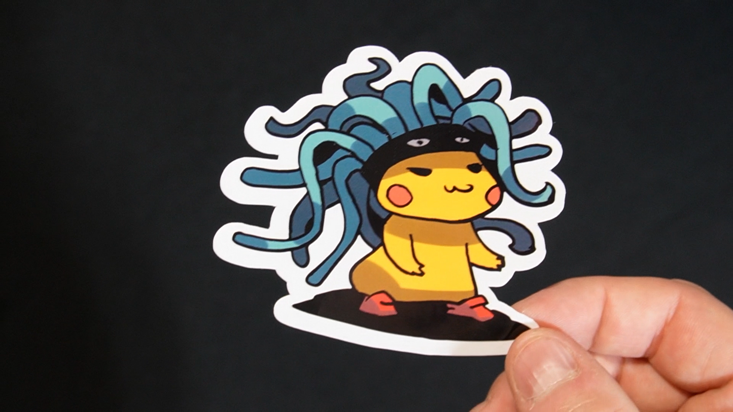 Pikachu In A Tangela Costume Sticker for Laptops, Cell Phones and Water Bottles