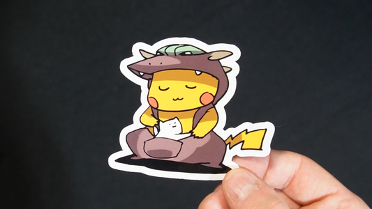 Pikachu In A Kangaskhan Costume Sticker for Laptops, Cell Phones and Water Bottles