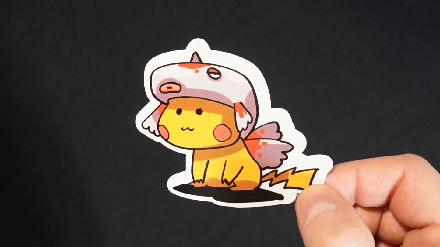 Pikachu In A Goldeen Costume Sticker for Laptops, Cell Phones and Water Bottles