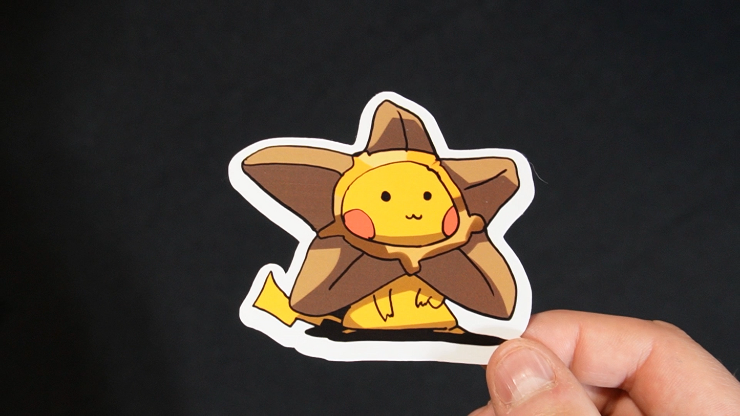 Pikachu In A Staryu Costume Sticker for Laptops, Cell Phones and Water Bottles