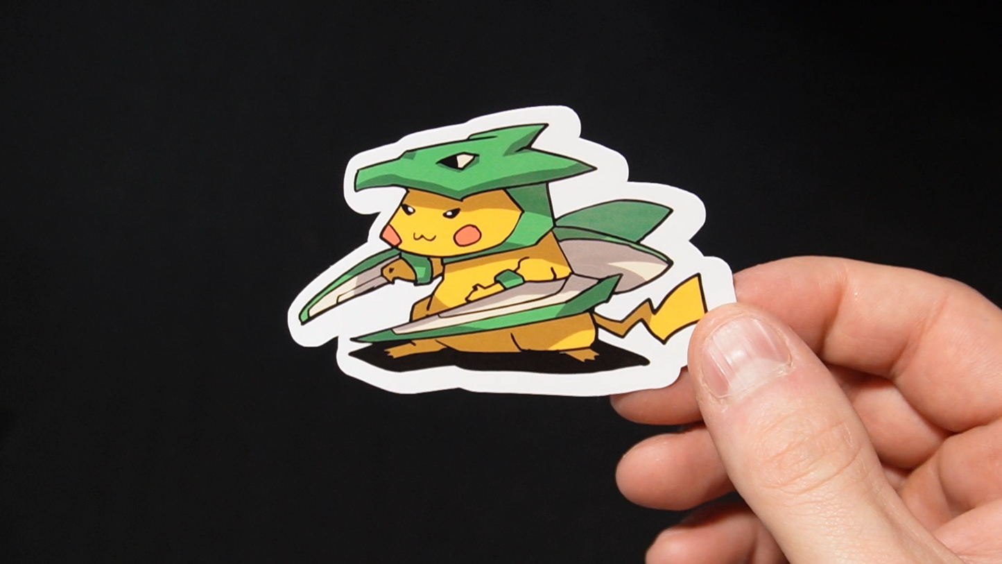 Pikachu In A Scyther Costume Sticker for Laptops, Cell Phones and Water Bottles