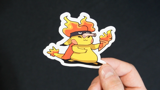 Pikachu In A Magmar Costume Sticker for Laptops, Cell Phones and Water Bottles