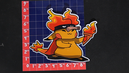 Jumbo Size Pikachu In Magmar Costume Vinyl Pokemon Sticker for Laptops - Magmar Bumper Sticker