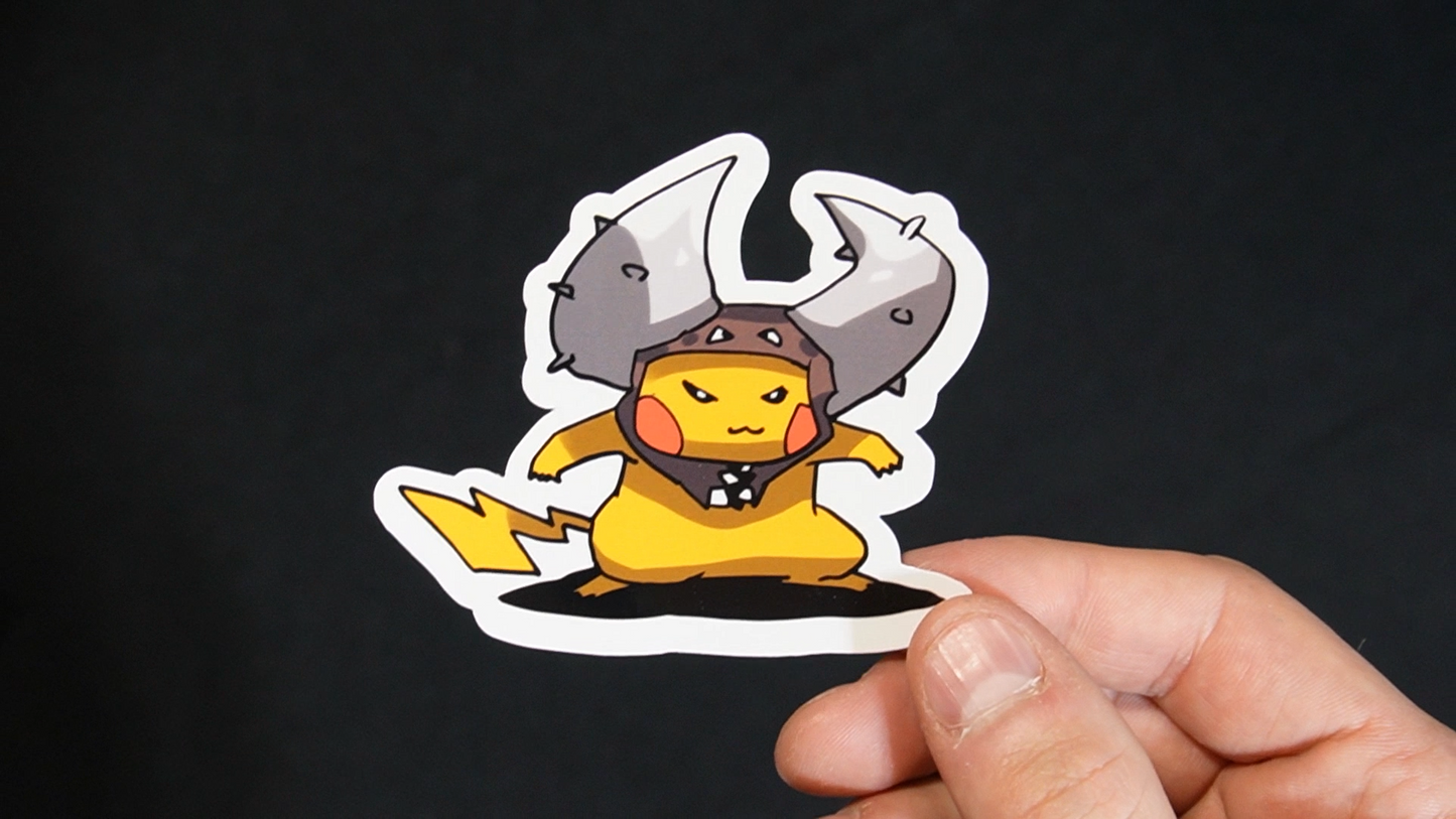 Pikachu In A Pinsir Costume Sticker for Laptops, Cell Phones and Water Bottles