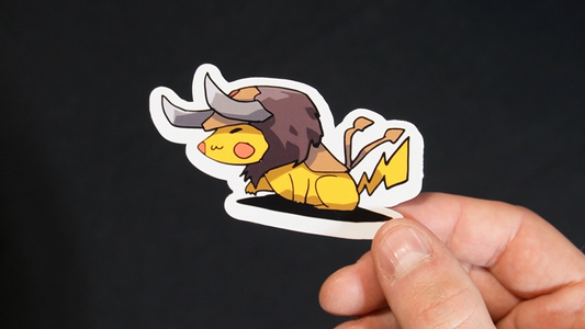 Pikachu In A Tauros Costume Sticker for Laptops, Cell Phones and Water Bottles