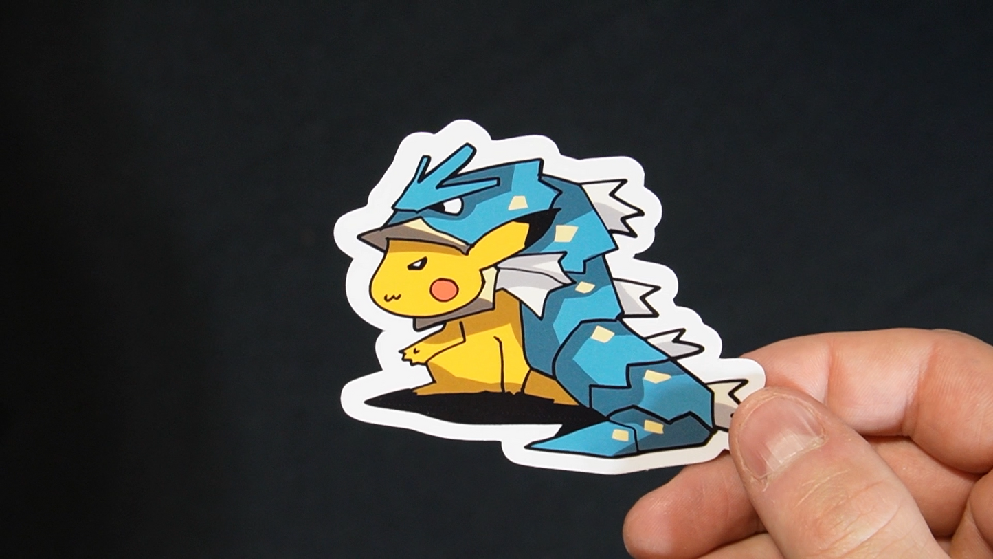 Pikachu In A Gyarados Costume Sticker for Laptops, Cell Phones and Water Bottles