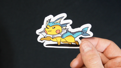 Pikachu In A Vaporeon Costume Sticker for Laptops, Cell Phones and Water Bottles