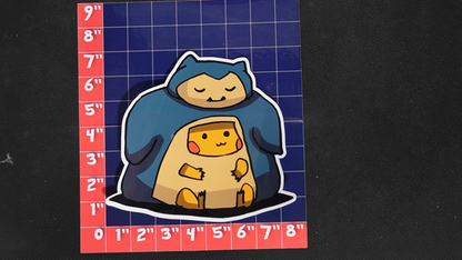 Jumbo Size Pikachu In Snorlax Costume Vinyl Pokemon Sticker for Laptops - Snorlax Bumper Sticker