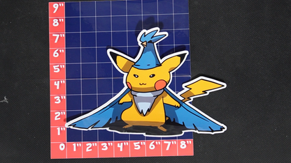 Jumbo Size Pikachu In Articuno Costume Vinyl Pokemon Sticker for Laptops - Articuno Bumper Sticker