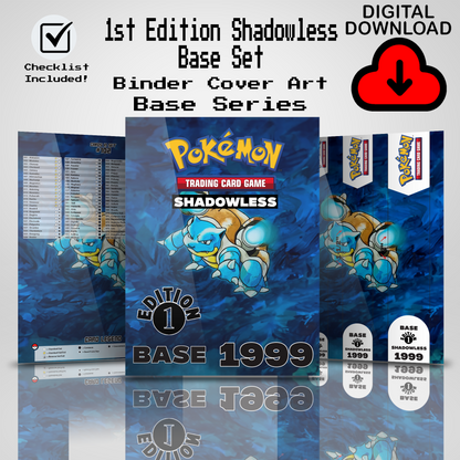 1st Edition Shadowless Base Set Binder Cover Art and Pokemon TCG Card Checklist