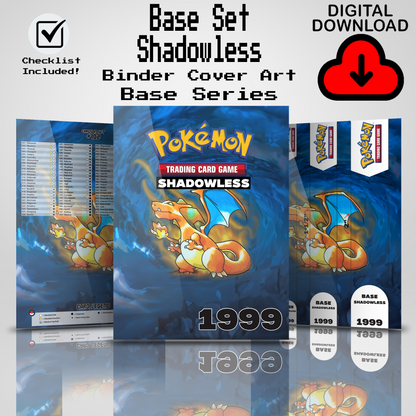 Shadowless Base Set Binder Cover Art and Pokemon TCG Card Checklist