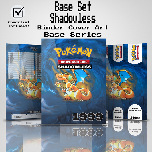 Shadowless Base Set Binder Cover Art and Pokemon TCG Card Checklist