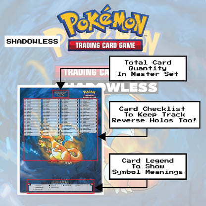 Shadowless Base Set Binder Cover Art and Pokemon TCG Card Checklist