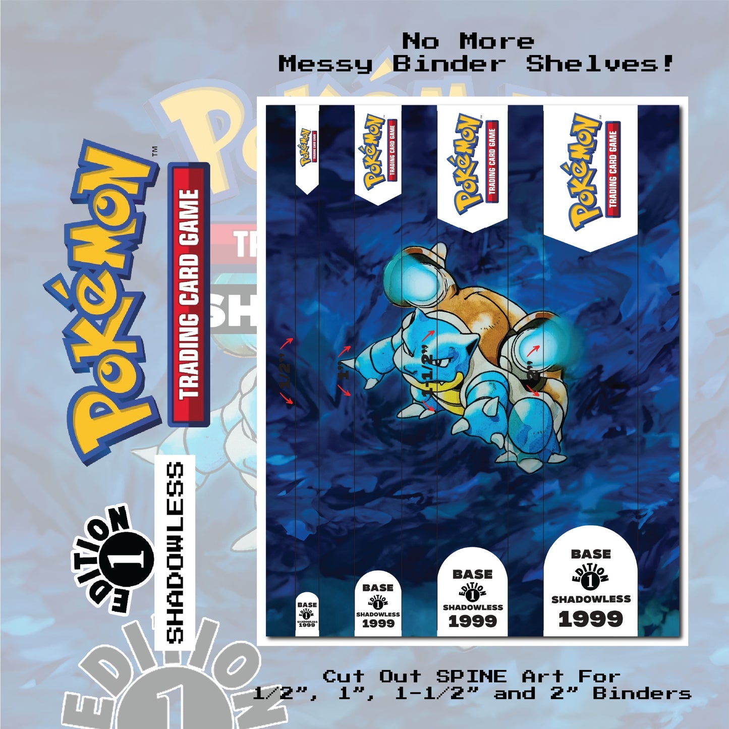 1st Edition Shadowless Base Set Binder Cover Art and Pokemon TCG Card Checklist